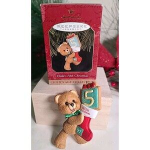 Vintage Bear Hallmark 1997  Child's Fifth Christmas Keepsake Ornament